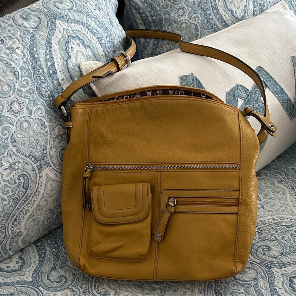 Tignanello Yellow (mustard color)Leather Crossbody Bag